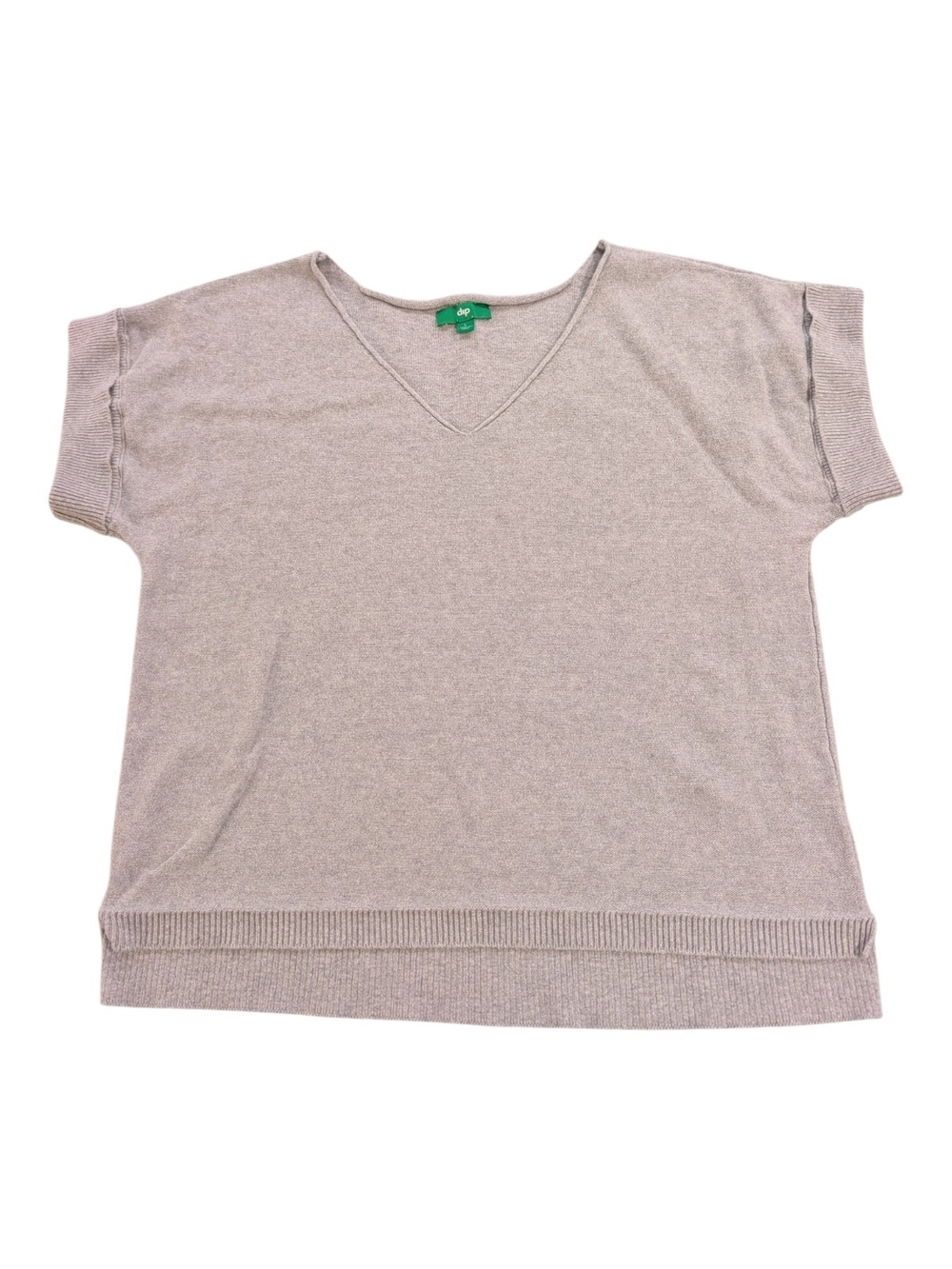 dip Short Sleeve V-Neck Sweater - Gray